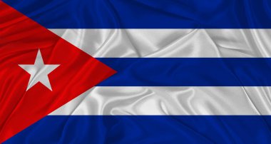 Kumaş desenli Küba bayrağı. Küba bayrağının dalgalanmasını kapat