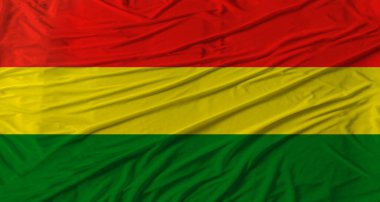 Bolivya bayrağı dalgalanıyor. Kumaş desenli Bolivya bayrağı