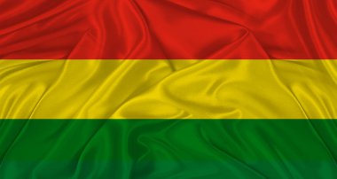 Kumaş desenli Bolivya bayrağı. Bolivya bayrağının dalgalanmasını kapat