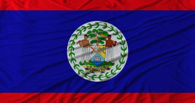 Belize bayrağı dalgalanıyor. Kumaş desenli Belize bayrağı