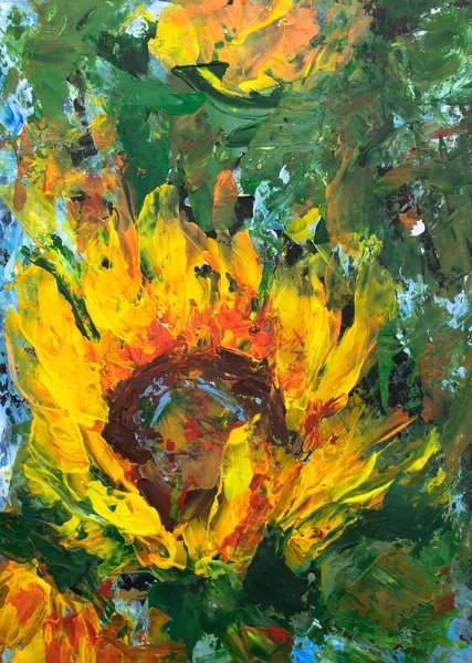 Oil painting, Sunflower flowers. impressionism style, flower painting, still painting canvas, artist painting
