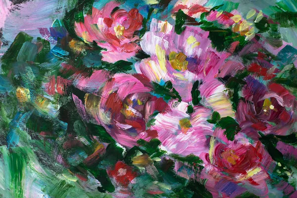 Картина Маслом Квіти Стиль Імпресіонізму Квітковий Живопис Досі Малює Полотно Ліцензійні Стокові Зображення