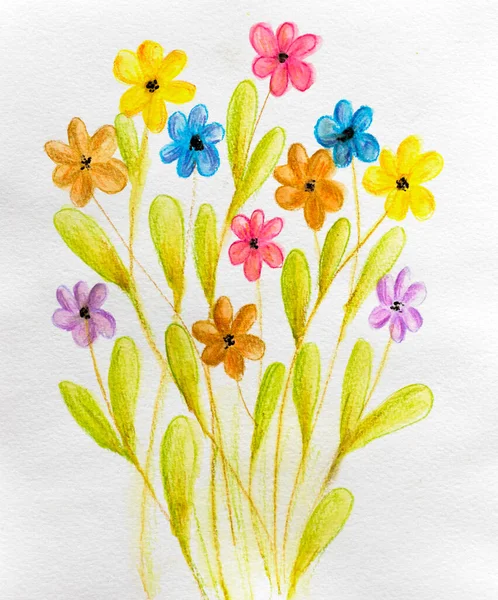 Dekorativní Ručně Kreslené Květinové Pozadí Květiny Kreslené Tužkami Sada Jasných — Stock fotografie