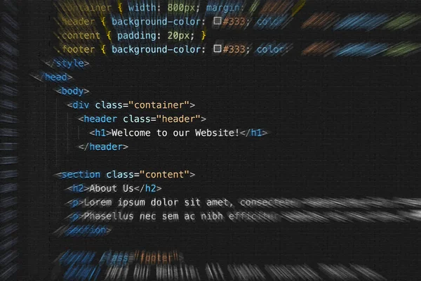 Html Webseiten Code Buntes Programmierskript Einer Internetseite Symbolisch Für Cyber Stockbild