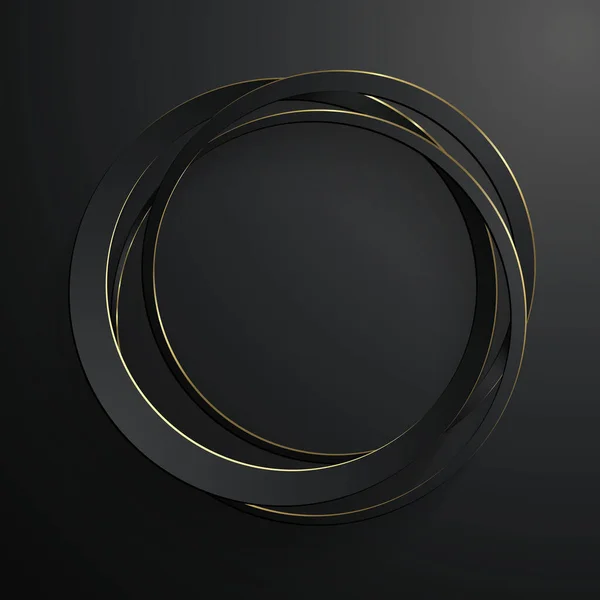 Černá Zlatá Abstraktní Kruhy Papír Pozadí Design — Stock fotografie