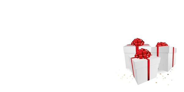Kırmızı Fiyonklu Hediye Kutuları Noel Doğum Günü Hediyesi Arkaplan Teması — Stok fotoğraf