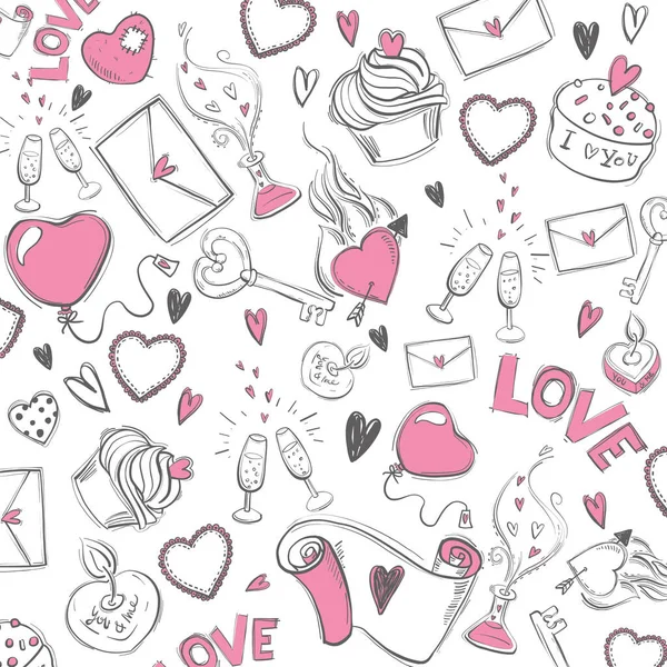 Doodle Love Background Illustration Valentines Day Banner Theme — 스톡 사진