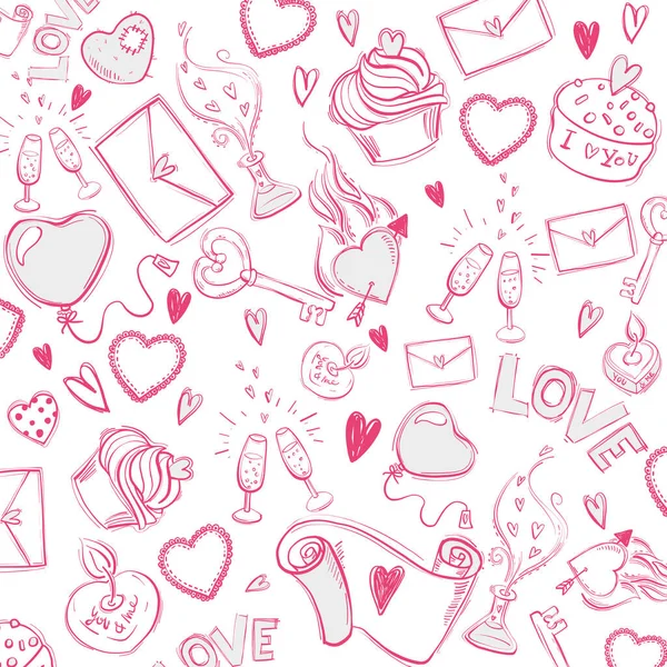 Doodle Amor Fundo Ilustrações Dia Dos Namorados Banner Tema — Fotografia de Stock