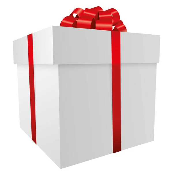 Białe Pudełko Czerwonym Łukiem Boże Narodzenie Prezent Urodzinowy Projekt Kolekcji — Zdjęcie stockowe