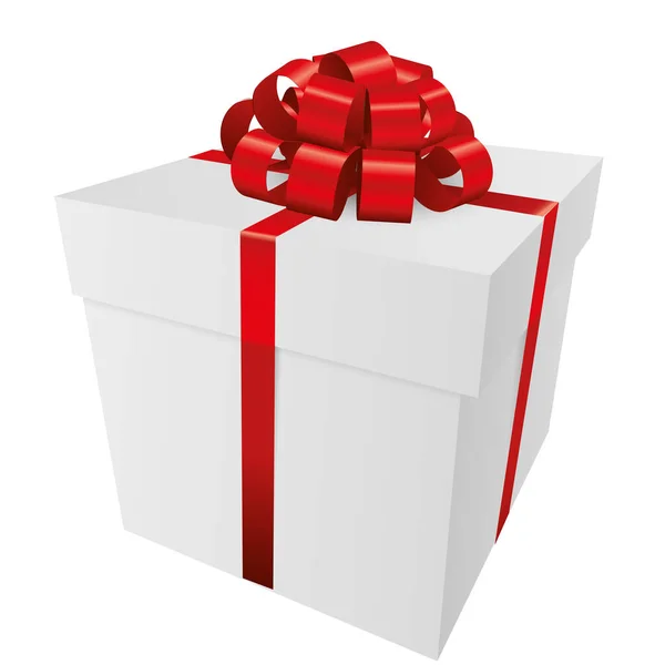 Біла Подарункова Коробка Червоним Бантом Дизайн Подарункової Колекції Різдво День — стокове фото