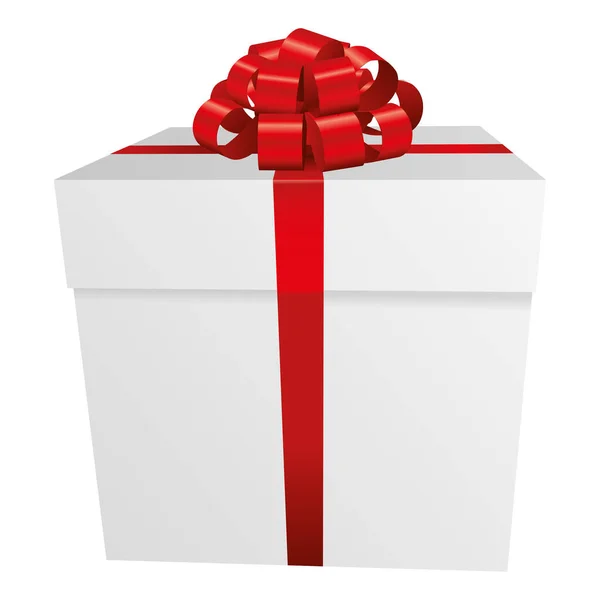 Caixa Presente Branco Com Arco Vermelho Natal Presente Aniversário Coleção — Fotografia de Stock