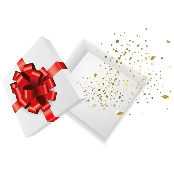 Caja Regalo Blanca Con Lazo Rojo Diseño Colección Regalos Navidad — Foto de Stock