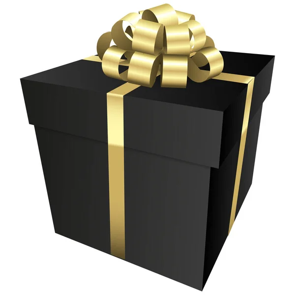 Чорна Подарункова Коробка Золотим Бантом Дизайн Подарункової Колекції Різдво День — стокове фото