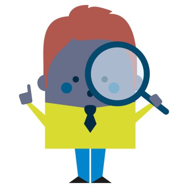 Bir büyüteç tutan uzman bir işadamının tasarımı - iş ve tasarım teması