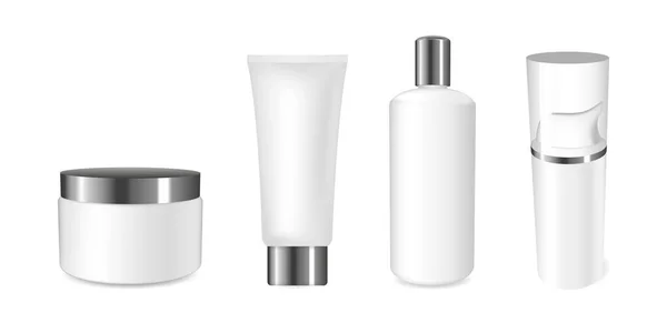 Set Kosmetiktöpfe Flasche Und Tubus Thema Für Isolierte Designelemente — Stockfoto