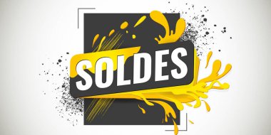Frenc sale banner with modern design illustration - yellow and dark elements theme