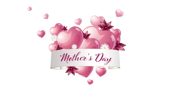Mother Day Banner Pink Hearts Celebration Design Theme — Zdjęcie stockowe