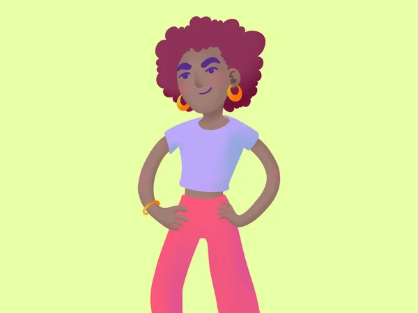 Illustration Eines Glücklich Lächelnden Mädchens Mit Pop Farben Design — Stockfoto