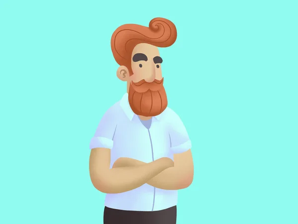 Ilustração Jovem Com Cabelos Vermelhos Caráter Barba — Fotografia de Stock