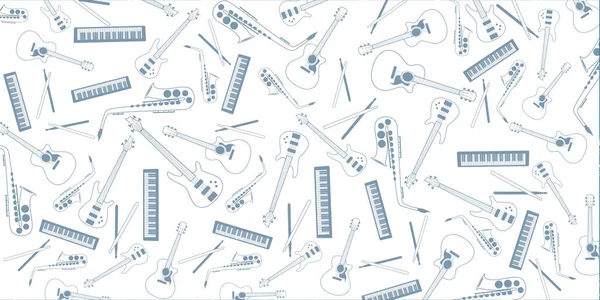 Instrumentos Musicais Ilustração Doodles Guitarra Baixo Bateria Piano Saxofone Tema — Fotografia de Stock