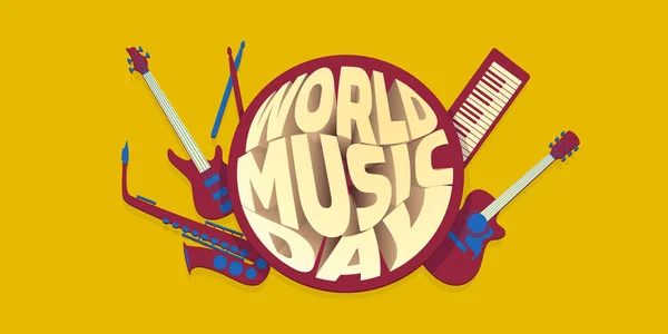 World Music Day Design Hangszerekkel Grafikus Stilizált Típusú Téma — Stock Fotó