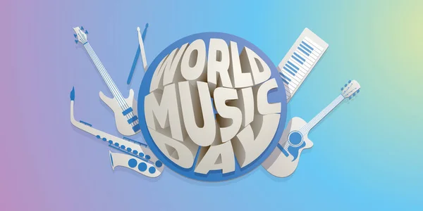 Diseño Del Día Mundial Música Con Instrumentos Tema Gráfico Tipo — Foto de Stock
