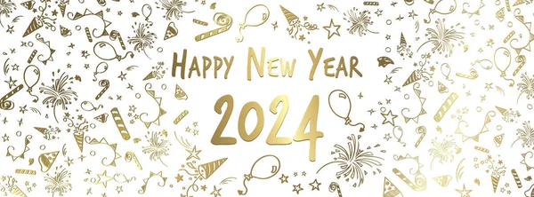 Щасливий Новий Рік 2024 Тема Дизайну Каракулів — стокове фото