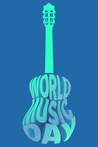 World Music Day Design Gitár Alakú Illusztráció — Stock Fotó