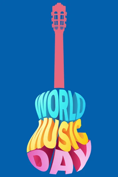 World Music Day Design Gitár Alakú Illusztráció — Stock Fotó