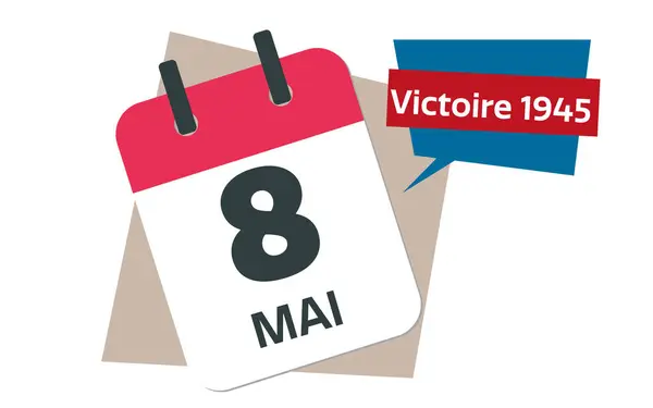 Französisch 1945 Tag Des Sieges Französisch Mai Kalenderdatumsentwurf lizenzfreie Stockfotos