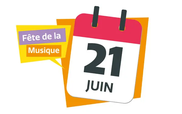 Franse Wereld Muziek Dag Frans Juni Kalenderdatum Ontwerp Stockfoto