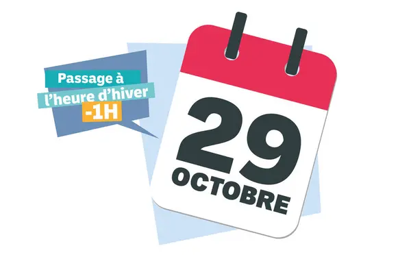 Umstellung Auf Winterzeit Tag 2024 Französisch Oktober Kalenderentwurf Stockbild
