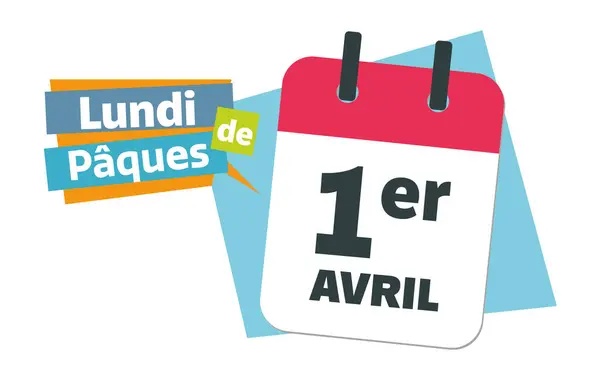 Lundi Pâques 2024 Français 1Er Avril Calendrier Date Design Image En Vente