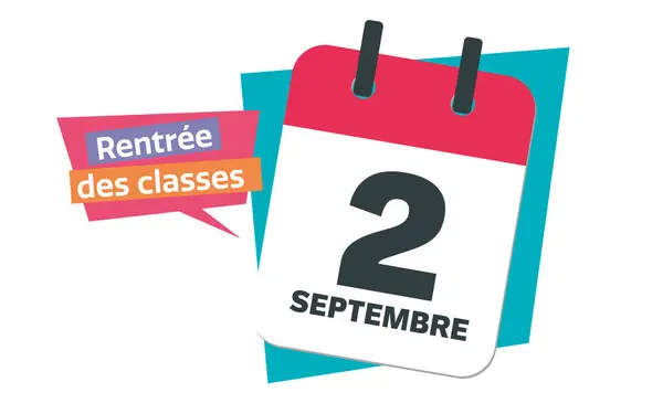 Zpět Školy Day 2024 Francouzština Září Kalendářní Datum Design Stock Obrázky