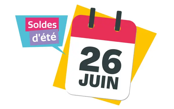 Sommerschlussverkauf Frankreich 2024 Französisch Juni Kalenderdatum Design lizenzfreie Stockbilder