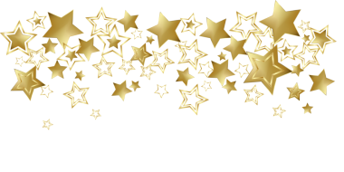 Altın yıldızlar ve parıldayan Noel elementleri