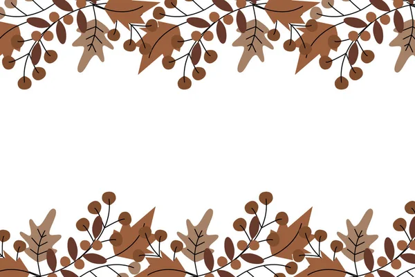 流行のミュートダークブラウンの色合いで秋の植物からのフレーム境界 レタリング用のテンプレート カード 孤立してる ベクトル Eps コピースペース 印刷挨拶 シャツ バナー — ストックベクタ