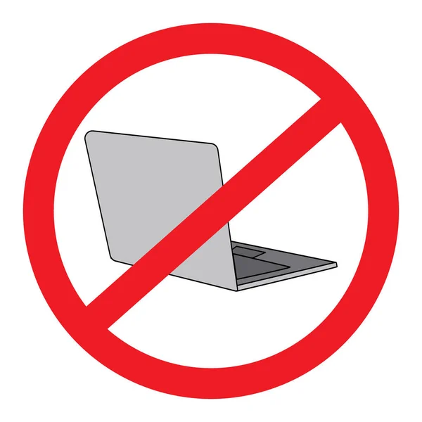 Streszczenie Izometryczny Laptop Odcieniach Szarości Pod Czerwonym Znakiem Hamowania Naklejka — Wektor stockowy