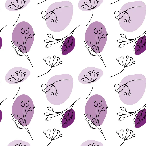 无边无际的花纹从分枝与色斑在流行的淡紫色色调 摘要背景纹理 良好的横幅 海报或卡片 Eps — 图库矢量图片