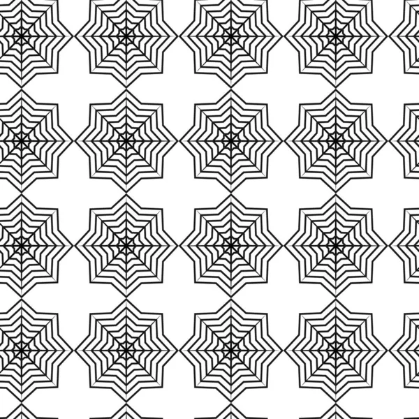 Eindeloos Patroon Van Zwart Wit Abstracte Sneeuwvlok Schets Tekenen Lijnkunst — Stockvector