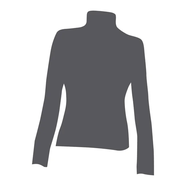 带有长袖和高领子 带有时髦灰色色调的棉质中季T恤衫的样式化图像 更贴心艾康标签 适用于价签 传单等 Eps — 图库矢量图片