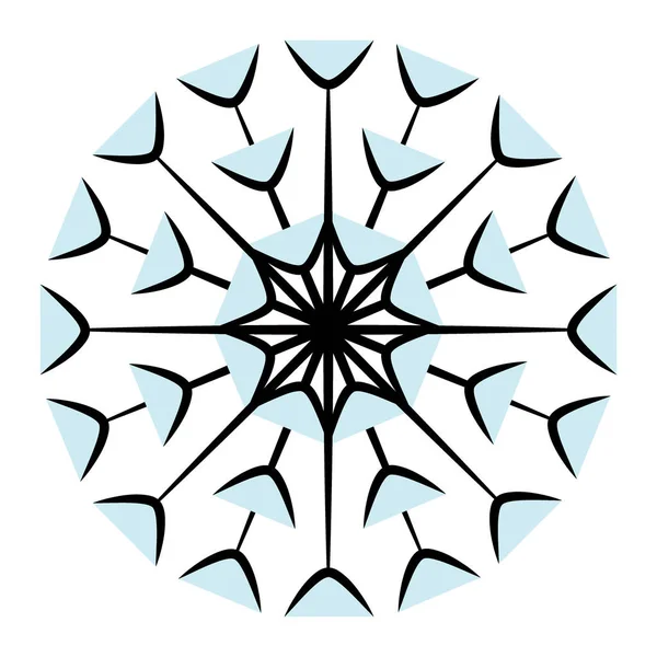 一个抽象的开放的雪片的轮廓形象与流行的蓝色色调的斑点 线条艺术 适用于旗帜 明信片 小册子或问候语 良好的背景 Eps — 图库矢量图片