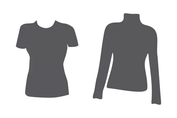 Set Aus Kurz Und Langarm Silhouetten Shirts Trendigen Grautönen Aufkleber — Stockvektor