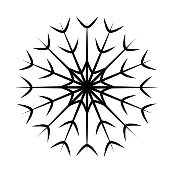Schwarz Weiß Outline Zeichnet Durchbrochene Schneeflocken Minimalistischem Stil Abstrakter Hintergrund — Stockvektor