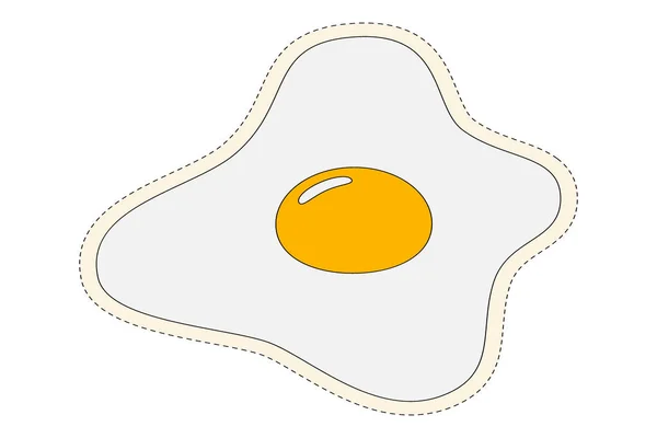 Fried egg with yellow yolk cartoon style. Fast breakfast. Healthy meal. Sticker. Icon. isolate. Doodle. Close up. Good for banner, poster, brochure or wrapping paper, towels and cards or label. EPS