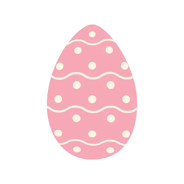 Easter Egg Trendy Pink Simple Pattern Wavy Lines Dots Happy — Stock Vector