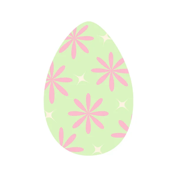 Πασχαλινό Αυγό Μοντέρνο Πράσινο Σχέδιο Αφηρημένα Αστέρια Και Λουλούδια Καλό — Διανυσματικό Αρχείο