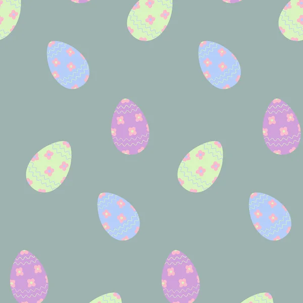 Пасхальный Бесшовный Узор Красочными Пасхальными Яйцами Модных Бледных Тонах Счастливой — стоковый вектор