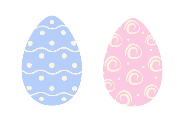 Set Two Easter Eggs Trendy Pink Blue Abstract Pattern Wavy — Stock Vector