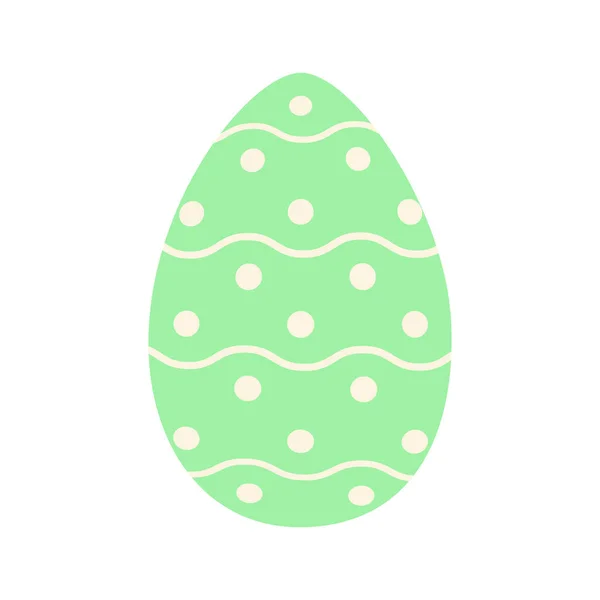 Easter Egg Trendy Green Simple Pattern Wavy Lines Dots Happy — Stock Vector